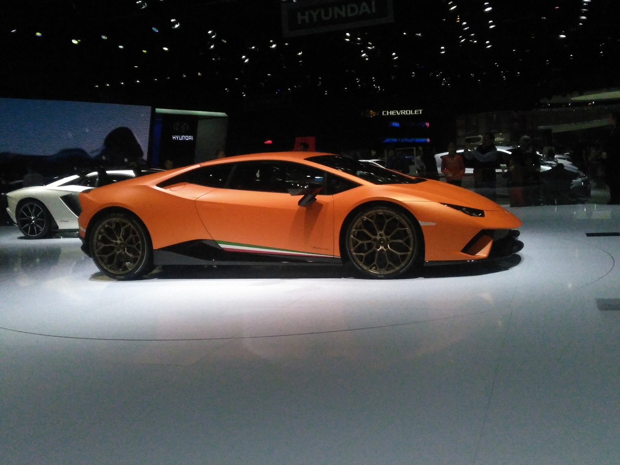 An orange Lamborghini (I think)