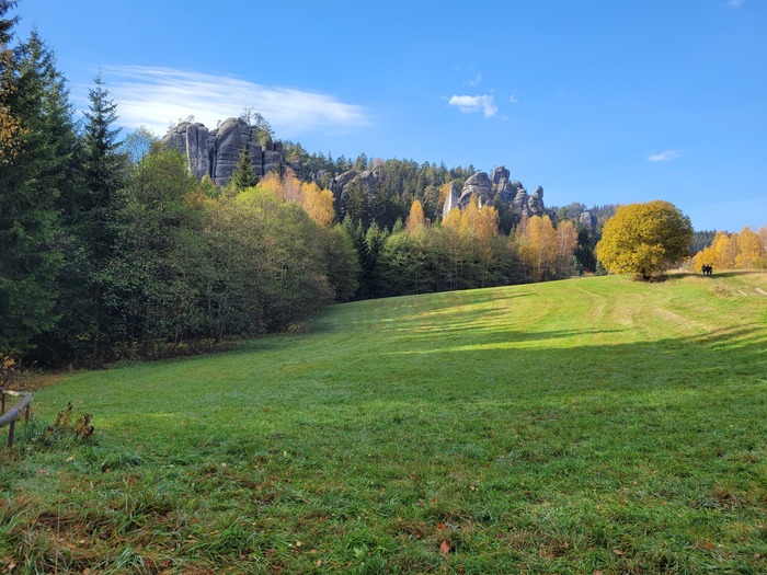 From a nearby plot, the rock complex does not look as impressive